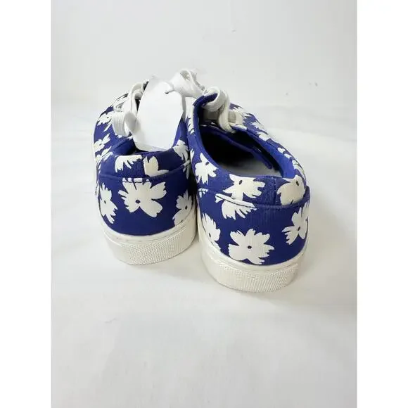 NWT J. Crew Blue Floral Canvas Lace Up Casual Sneakers Shoes Size 9 - Picture 5 of 10